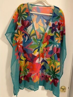 Bleu Rod Beattie Colorful Floral Swim Cover-Up